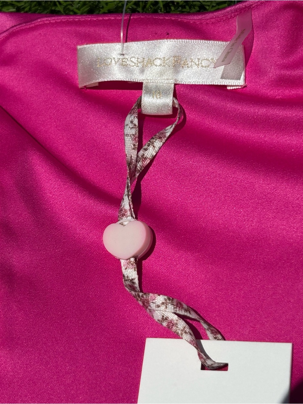 LOVESHACKFANCY BAYER HOT PINK CORSET STYLE MINI DRESS BOWS SZ 10 NWT - Picture 12 of 16